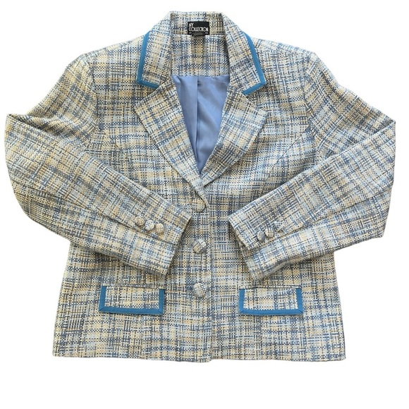 Blue Pastel Tweed Jacket by NY collection - Picture 1 of 6